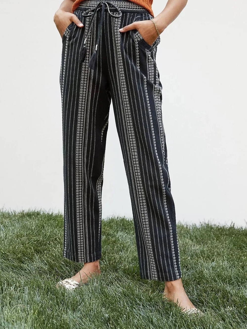 Anthropologie Beach Essentials Black & White Pants